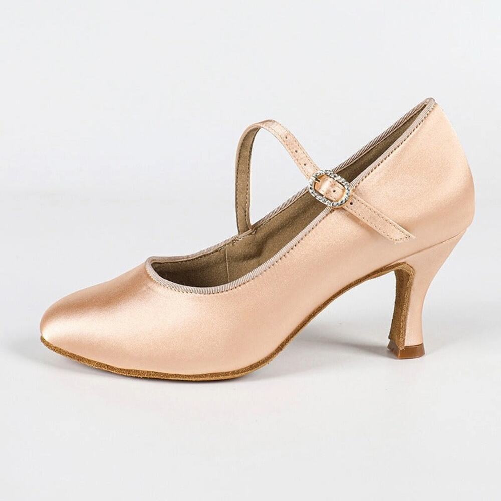 D&S Brown Satin Custom Heels Closed Pumps Ballroom Modern Dance Shoes | US 6.5